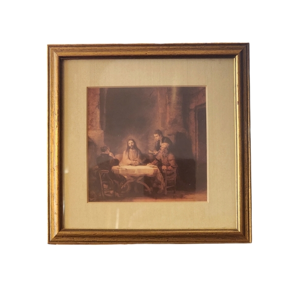 Vintage Rembrandt "Supper at Emmaus, 1648" Miniature Framed Print 6.5"X6.5"X0.5" - Picture 14 of 14